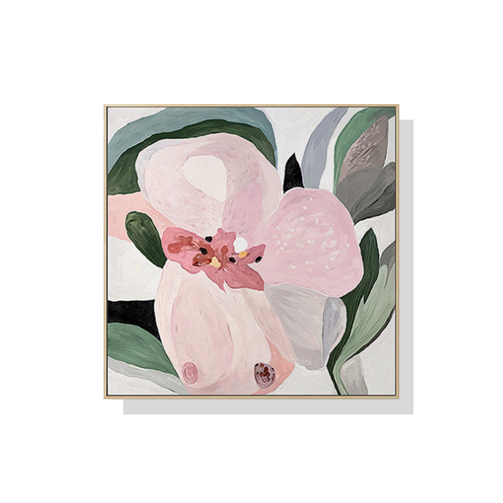 V207-1206_Floral-Hand-Painting-Style_1 Wall Art 60cmx60cm Floral Hand Painting Style Wood Frame Canvas - Image 1