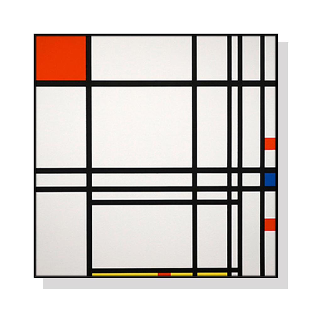 V207-1421-3-145948-00 Wall Art 100cmx100cm Abstract Art By Piet Mondrian Black Frame Canvas - Image 1