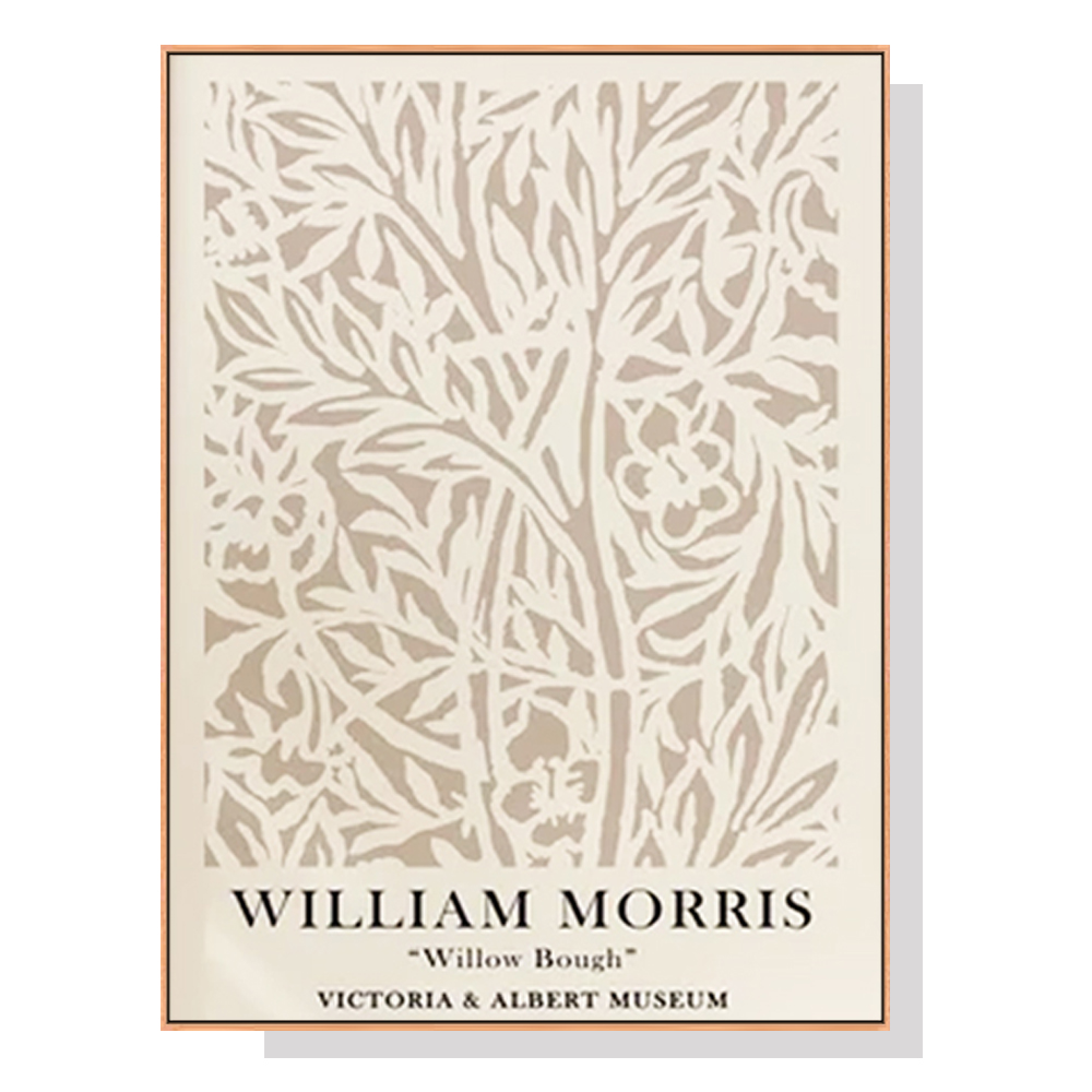 V207-1432-3-145831-00 Wall Art 100cmx150cm William Morris Neutral Wood Frame Canvas - Image 1