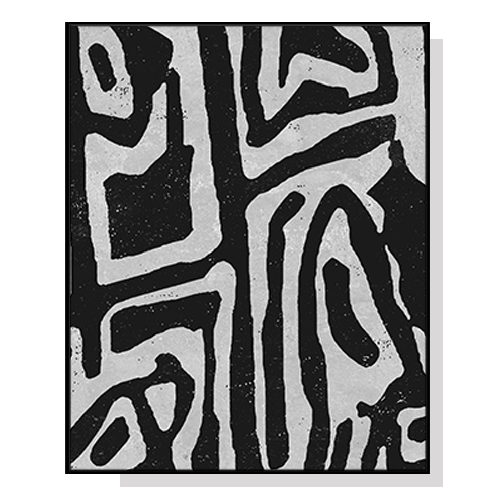 V207-1470-66230-00 Wall Art 70cmx100cm Abstract Black Artwork Black Frame Canvas - Image 1