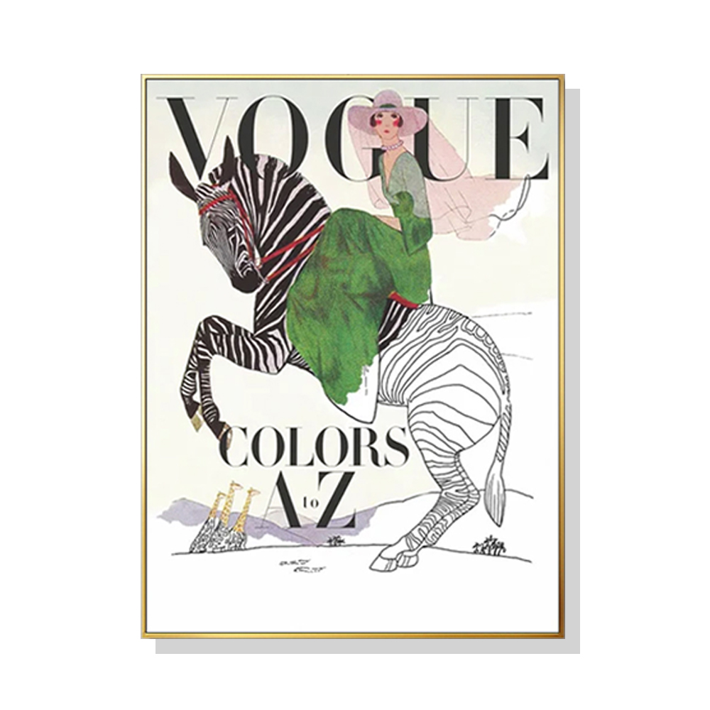 V207-1540-66584-00 Wall Art 50cmx70cm Vogue Lady Gold Frame Canvas - Image 1
