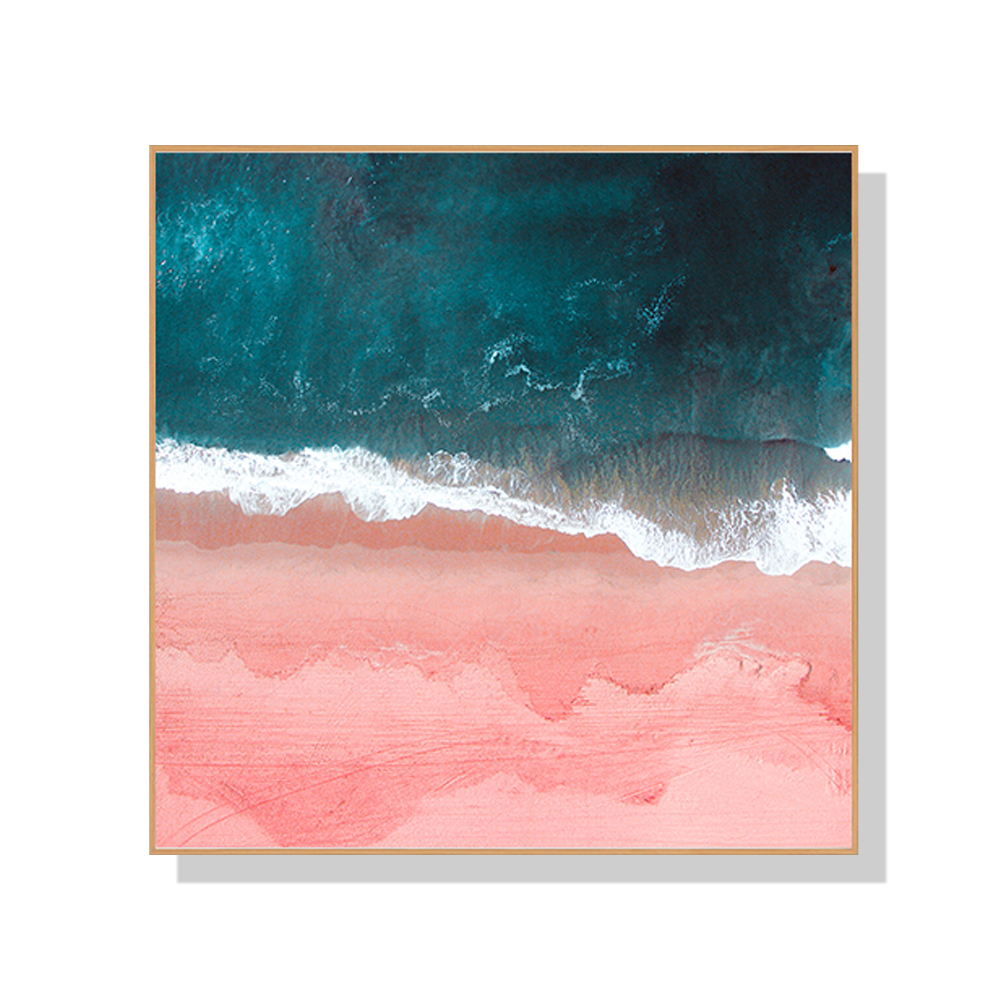 V207-16381-130724-00 Wall Art 40cmx40cm Pink Sea Wood Frame Canvas - Image 1