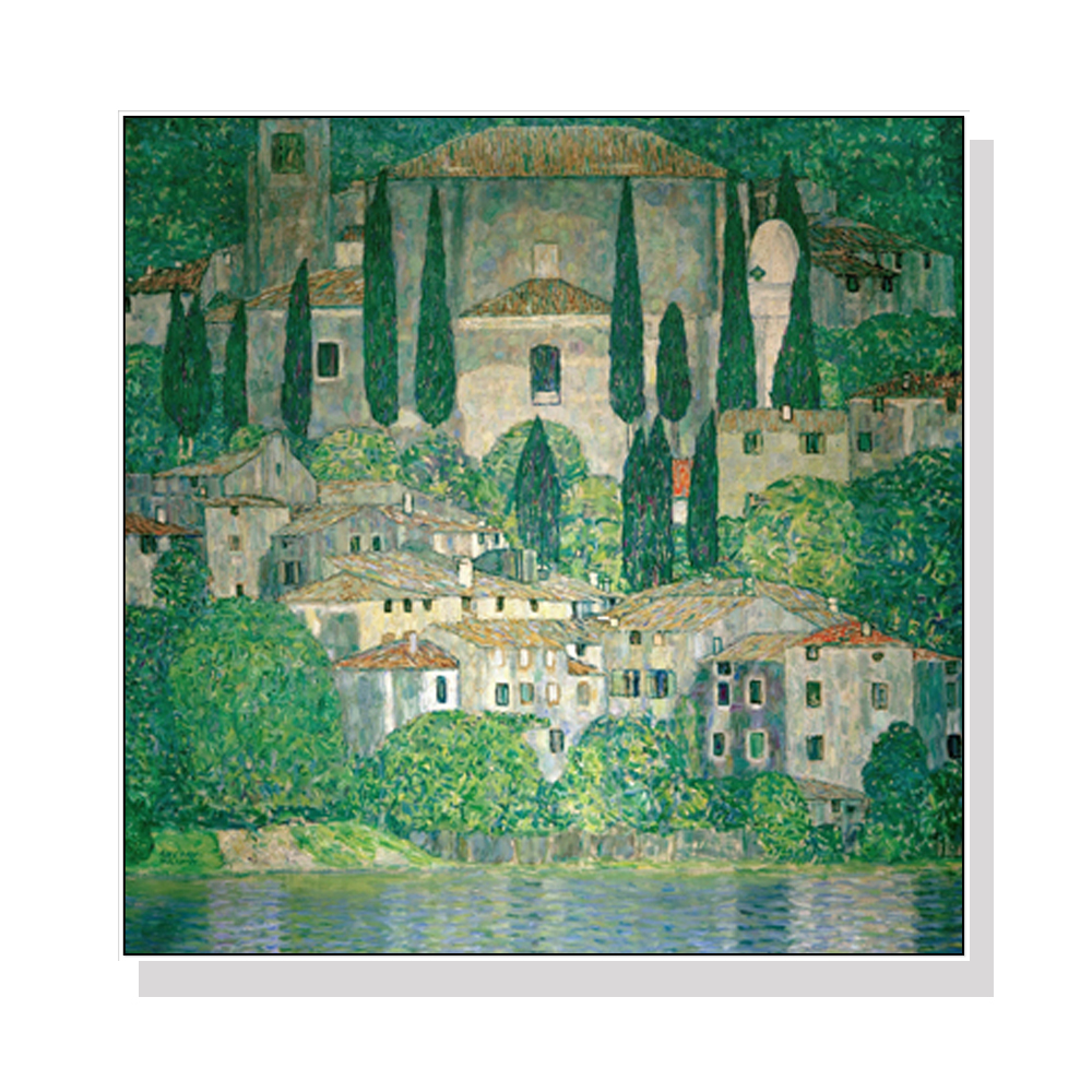 V207-1694-75053-00 Wall Art 70cmx70cm Kirche In Cassone by Gustav Klimt White Frame Canvas - Image 1