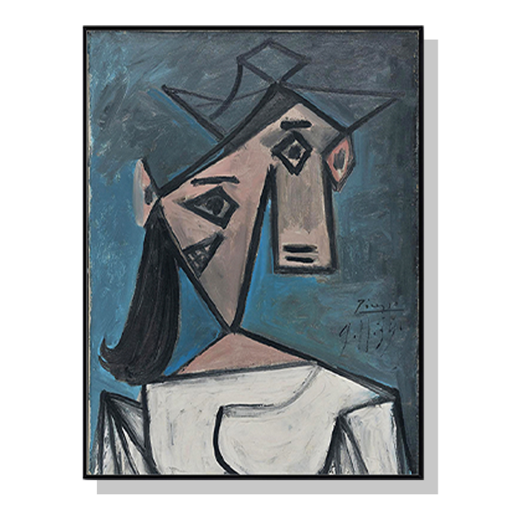 V207-1708-75074-00 Wall Art 60cmx90cm Head Of A Woman By Pablo Picasso Black Frame Canvas - Image 1