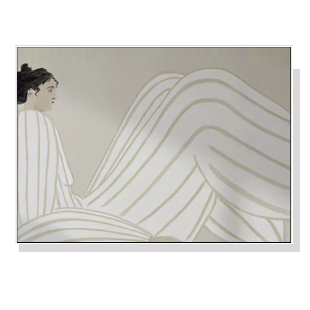 V207-1745-77379-00 Wall Art 70cmx100cm Abstract Lady White Frame Canvas - Image 1