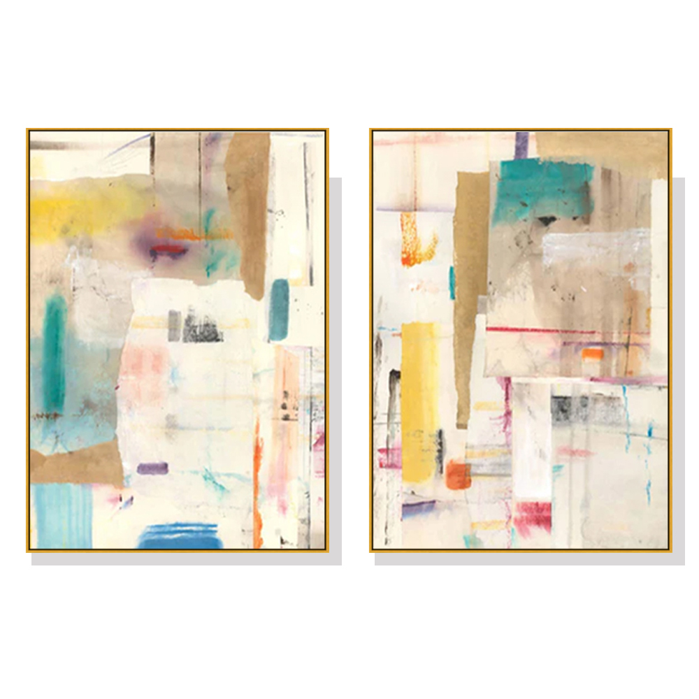 V207-1747-78023-00 Wall Art 50cmx70cm Sonder By Jean Kenna 2 Sets Gold Frame Canvas - Image 1