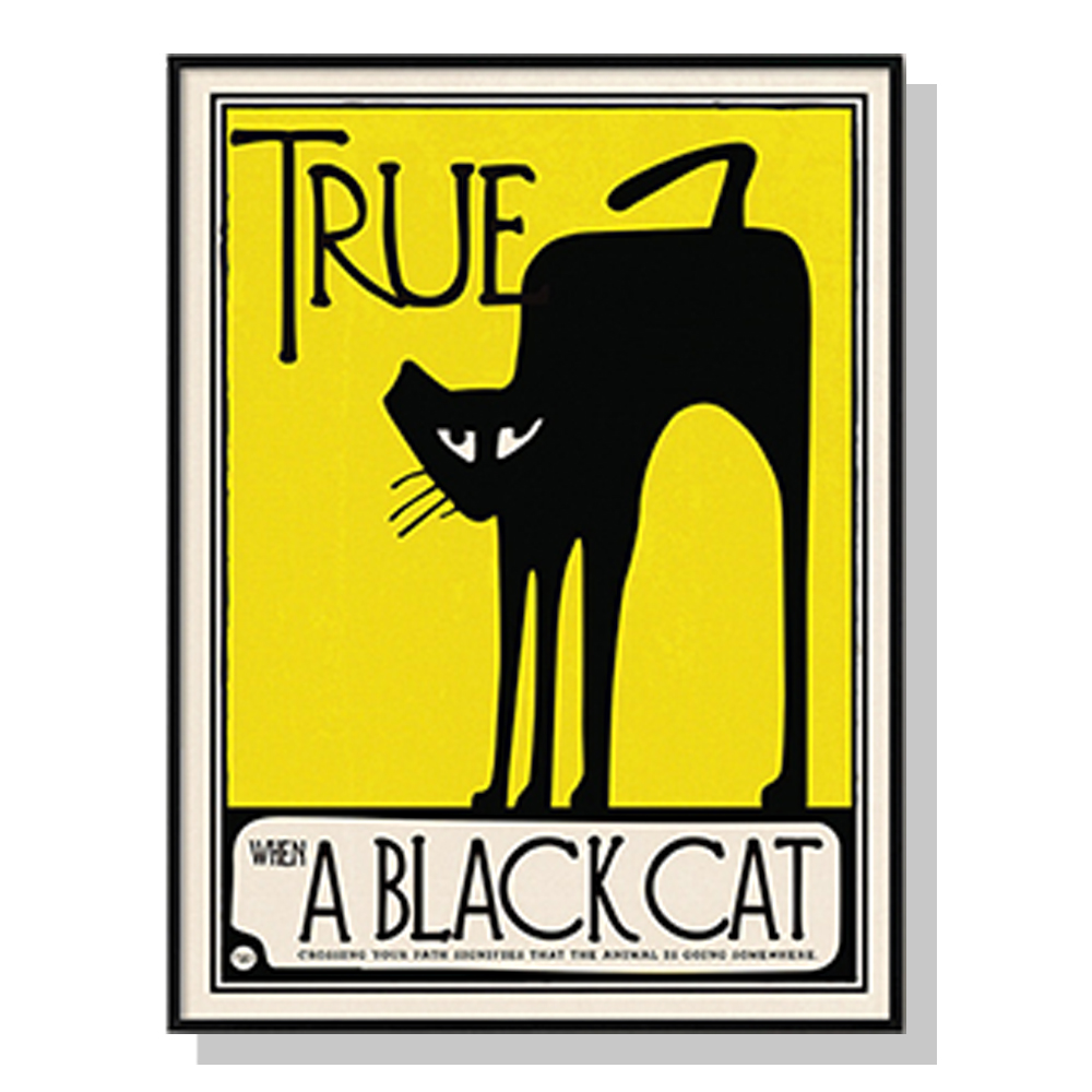 V207-1784-80462-00 Wall Art 70cmx100cm Black Cat Black Frame Canvas - Image 1