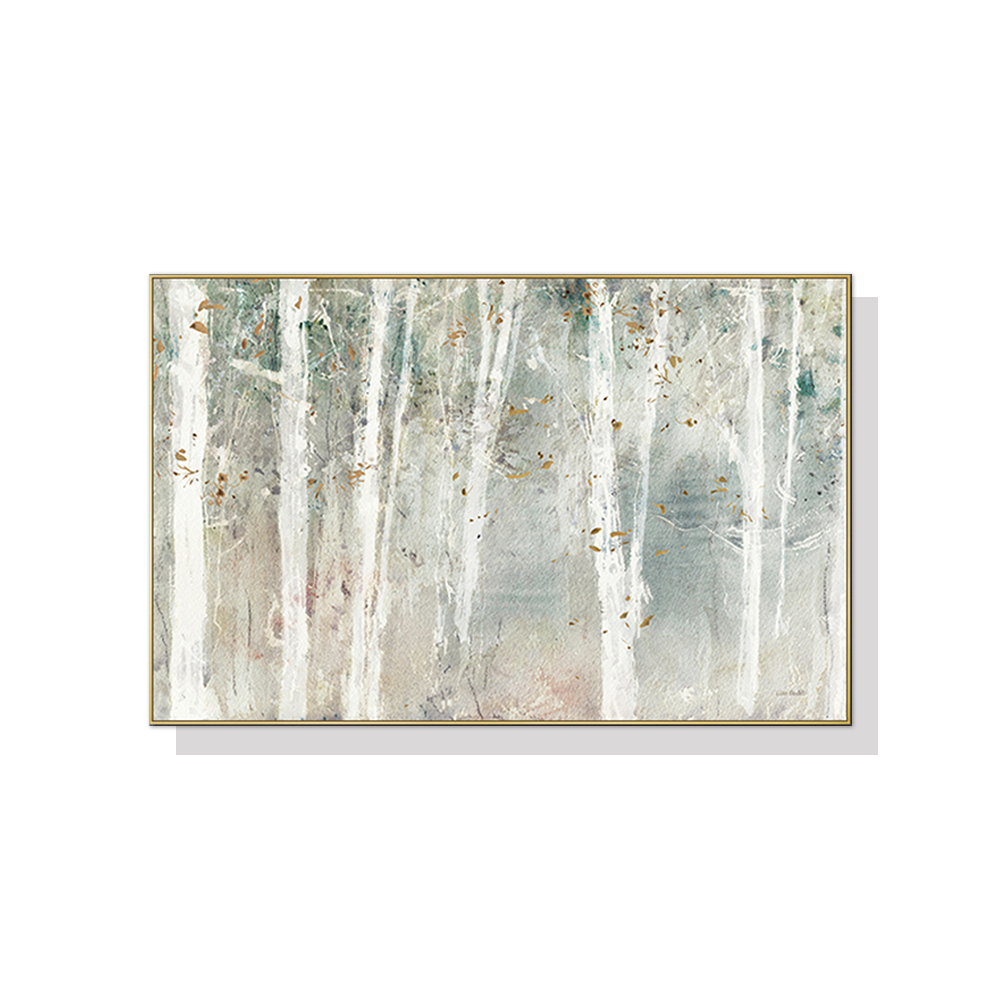 V207-17922-130838-00 Wall Art 90cmx135cm Forest hang painting style Gold Frame Canvas - Image 1