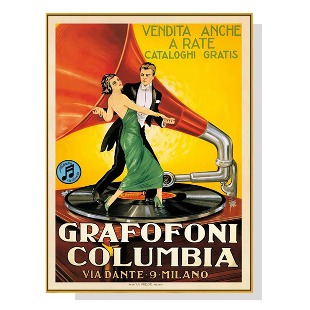 V207-18111-130813-00 Wall Art 40cmx60cm Grafofoni Columbia Gold Frame Canvas - Image 1