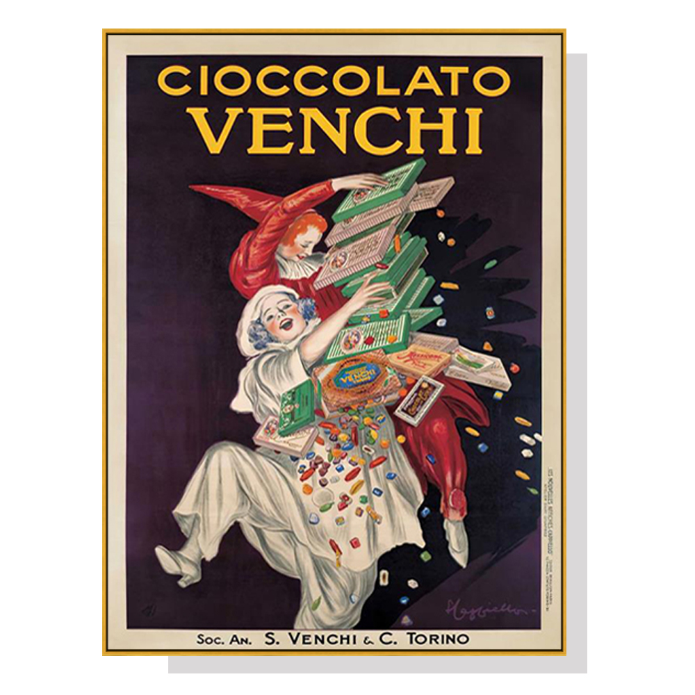V207-1894-83937-00 Wall Art 50cmx70cm Cioccolato Venchi Vintage Gold Frame Canvas - Image 1