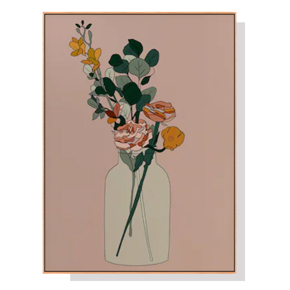 V207-19271-97719-00 Wall Art 40cmx60cm Boho Floral Wood Frame Canvas - Image 1