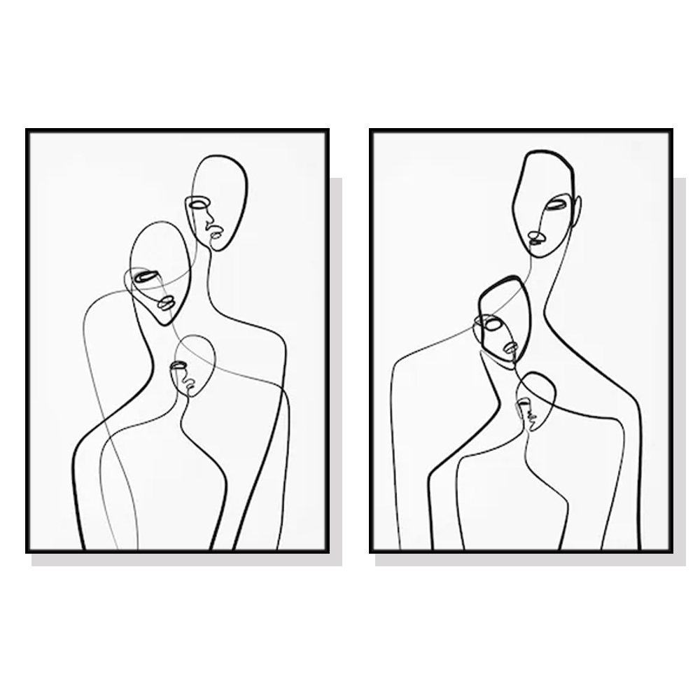 V207-1993-87505-00 Wall Art 60cmx90cm Abstract Figures 2 Sets Black Frame Canvas - Image 1
