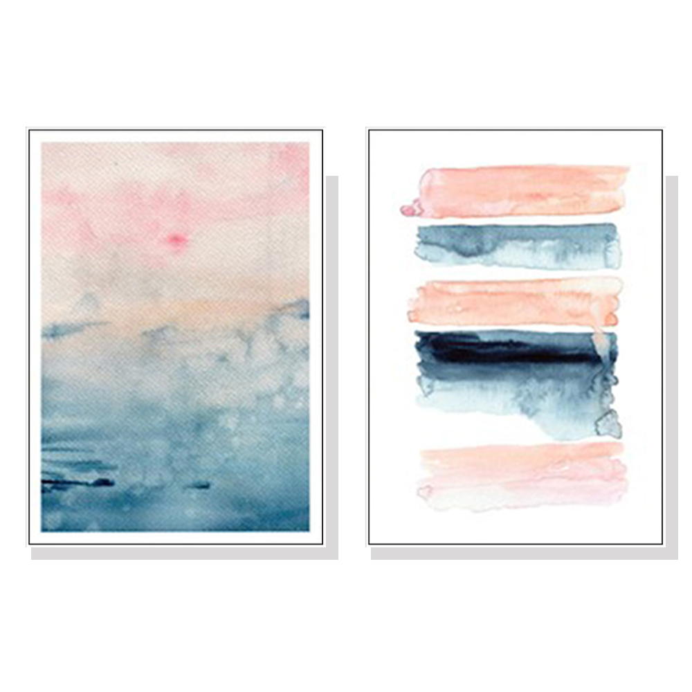 V207-1997-87501-00 Wall Art 70cmx100cm Abstract Pink 2 Sets White Frame Canvas - Image 1