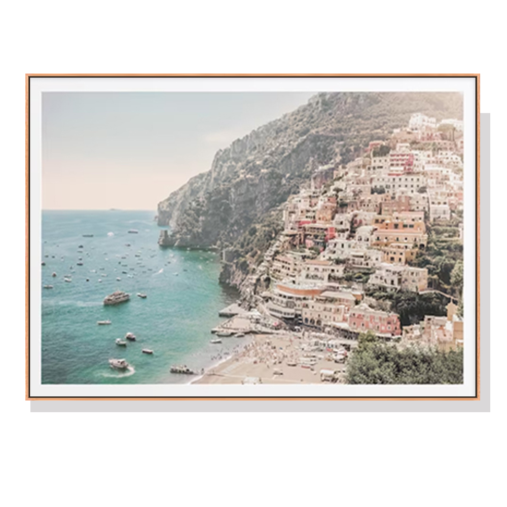 V207-2130-89671-00 Wall Art 80cmx120cm Italy Amalfi Coast Wood Frame Canvas - Image 1