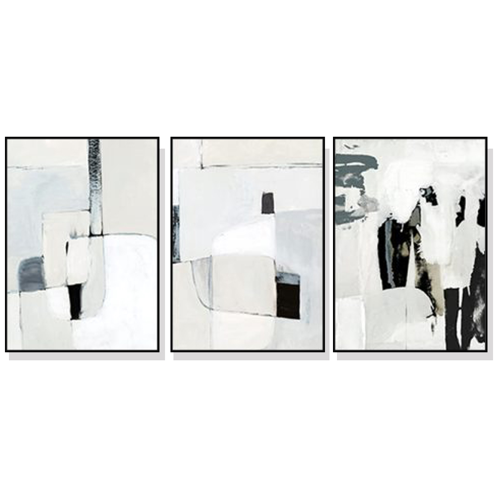 V207-2148-91406-00 Wall Art 40cmx60cm Soft Spoken 3 Sets Black Frame Canvas - Image 1