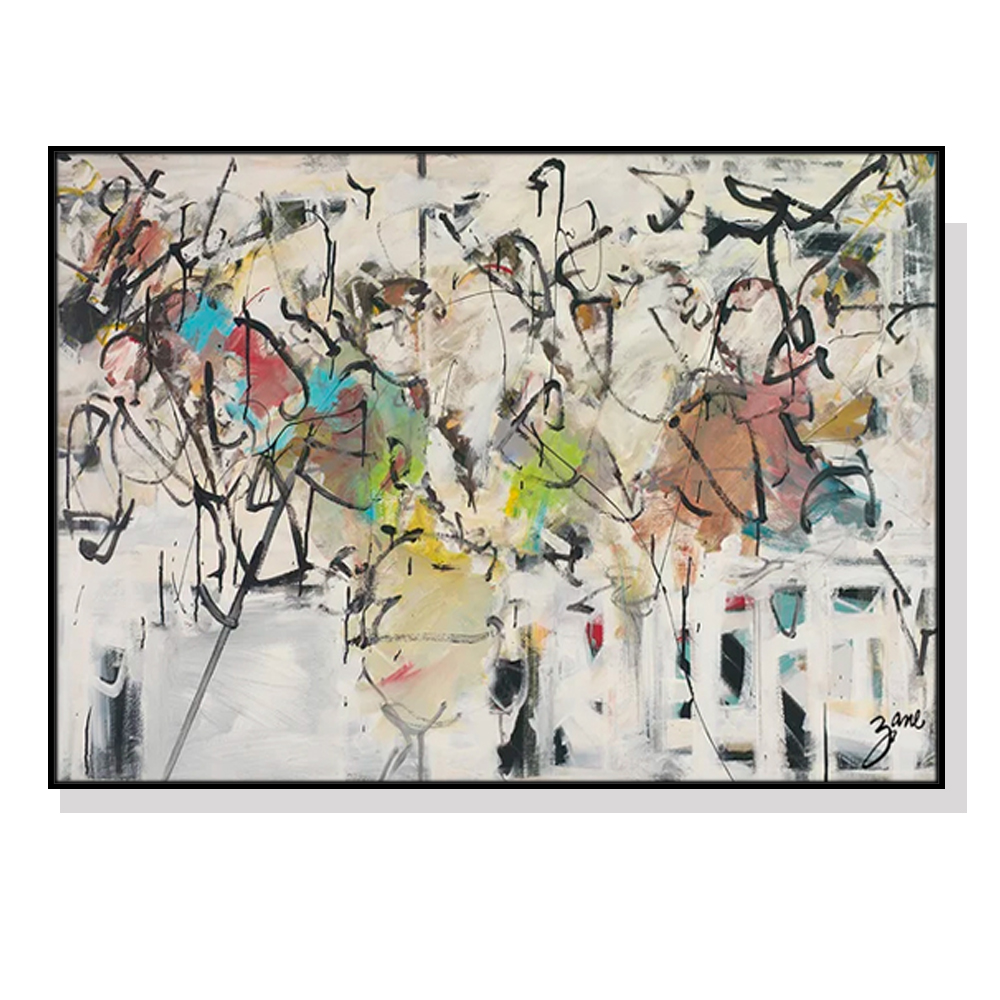 V207-21511-97490-00 Wall Art 40cmx60cm Abstract White Dream Black Frame Canvas - Image 1