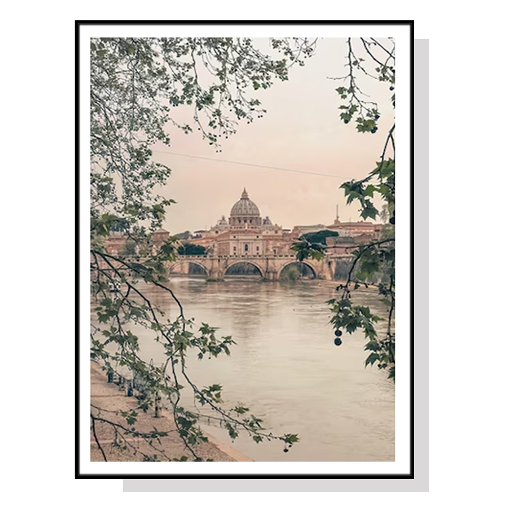 V207-21781-97321-00 Wall Art 40cmx60cm Rome City Black Frame Canvas - Image 1