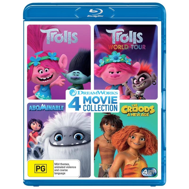 V210-2645463-76131-00 Dreamworks 4 Movie Pack: Trolls / Trolls World Tour / Abominable / The Croods: A New Age Blu-ray - Image 1