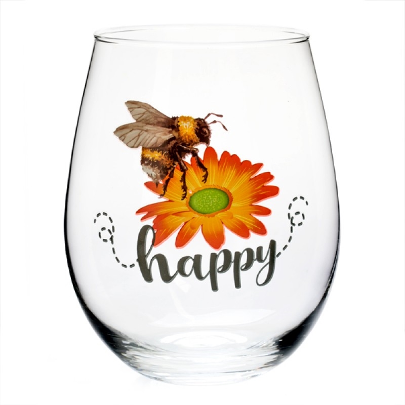V210-2670238-89326-00 Bee Happy Stemless Glass - Image 1