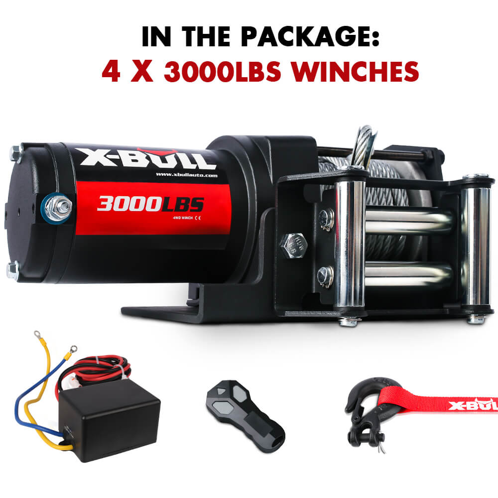V211-AUEB-AXEW001-4-144295-04 X-BULL 3000LBS Electric Winch Steel Wire Cable 12V Boat ATV UTV Winch Trailer 4 Units - Image 1