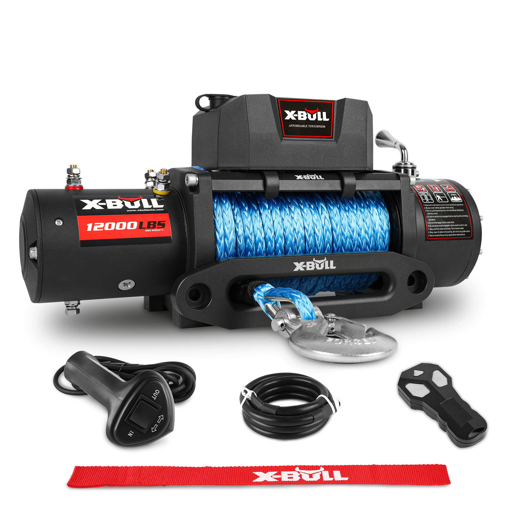 V211-AUEB-XBEW006-84318-00 X-BULL Electric Winch 12V 12000LBS/5454kg 26M Synthetic Rope Wireless Remote 4WD 4X4 - Image 1