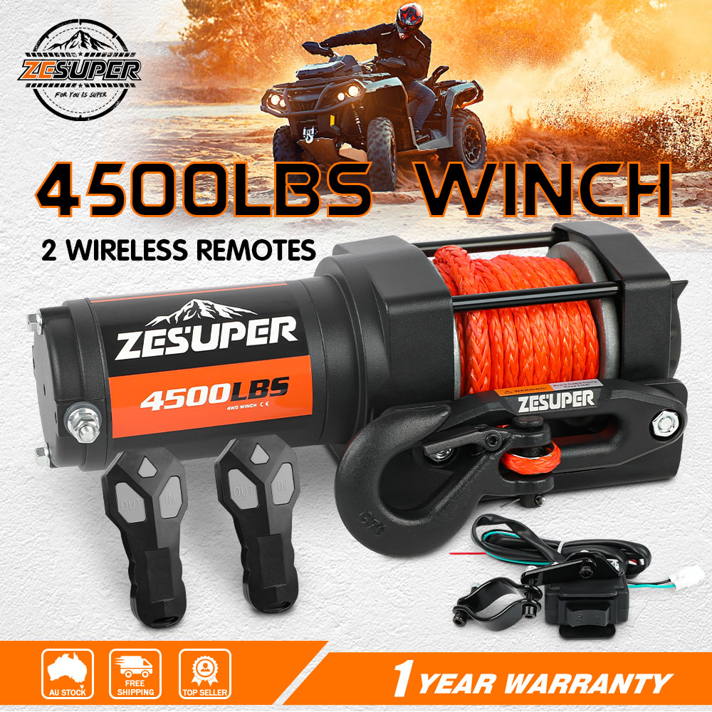 V211-AUEB-ZEEW002-1-143887-00 ZESUPER 4500LB Electric Winch 12V Wireless Portable ATV UTV Boat Trailer - Image 1