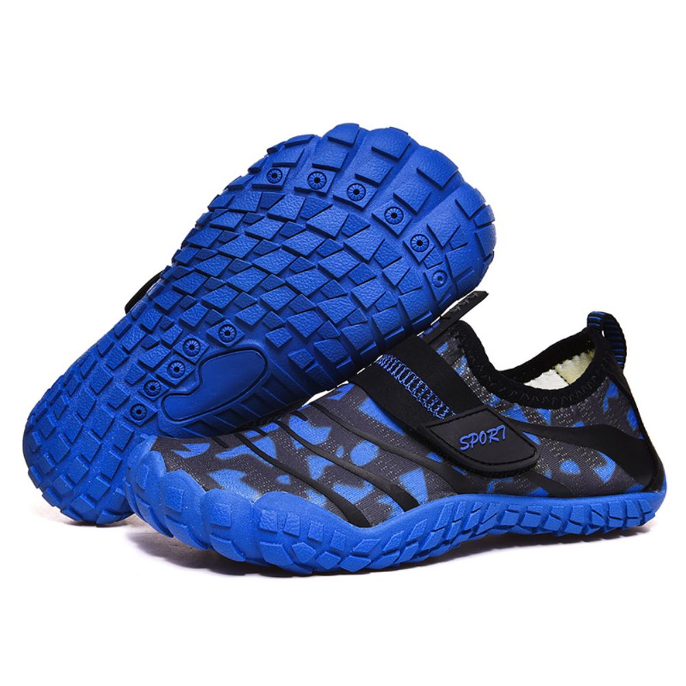V213-02WS-A-K-BLU55_43SDYmC_1 Kids Water Shoes Barefoot Quick Dry Aqua Sports Shoes Boys Girls (Pattern Printed) - Blue Size Bigkid US5.5 = EU37 - Image 1