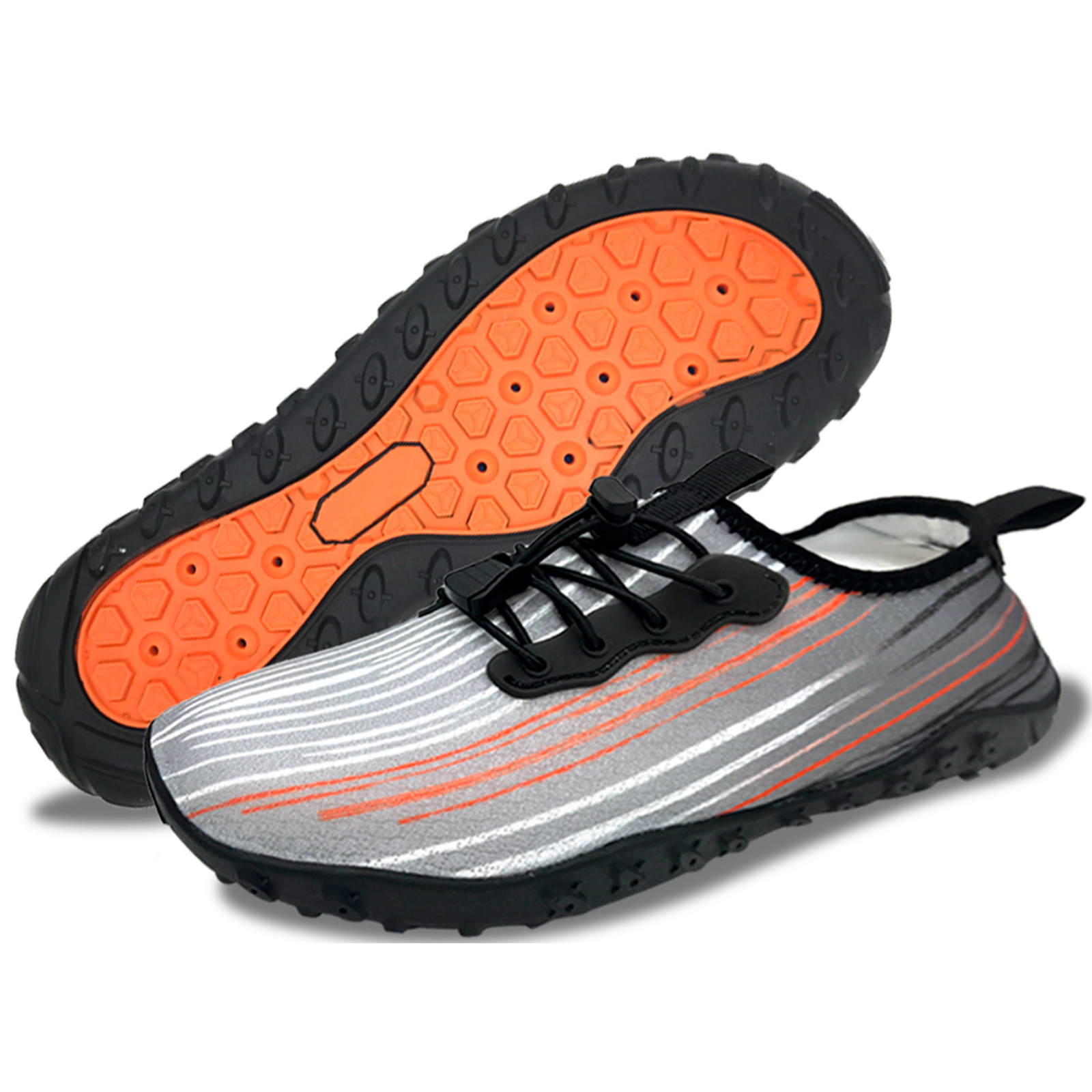 V213-05WS-A-G-GRY11-PuziFsn-00 Water Shoes for Men and Women Soft Breathable Slip-on Aqua Shoes Aqua Socks for Swim Beach Pool Surf Yoga (Grey Size US 11) - Image 1