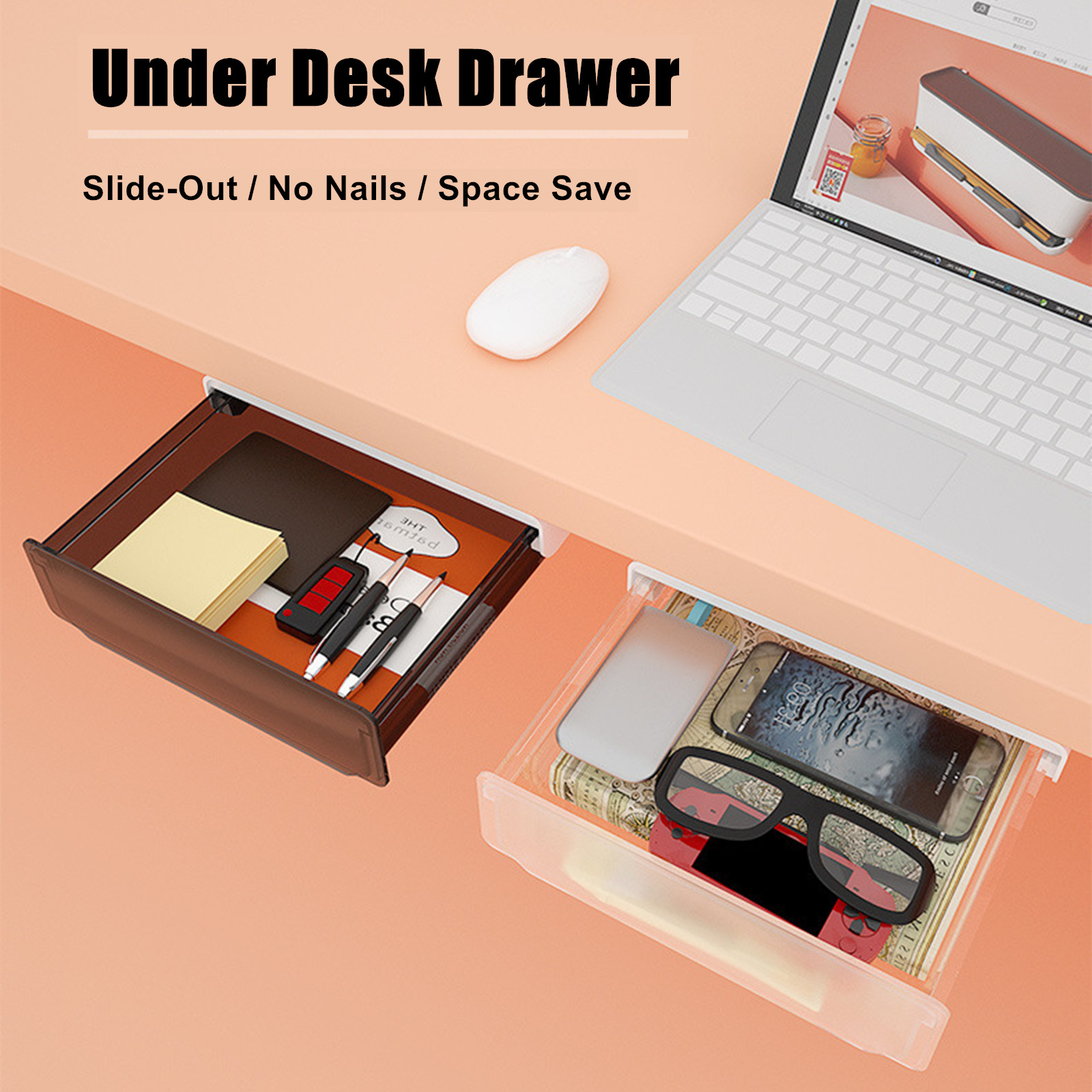 V213-DRAWER-A-SBLK_E5axBBs_1 Under Desk Drawer Slide-out Large Office Organizers and Storage Drawers - Small Black - Image 1