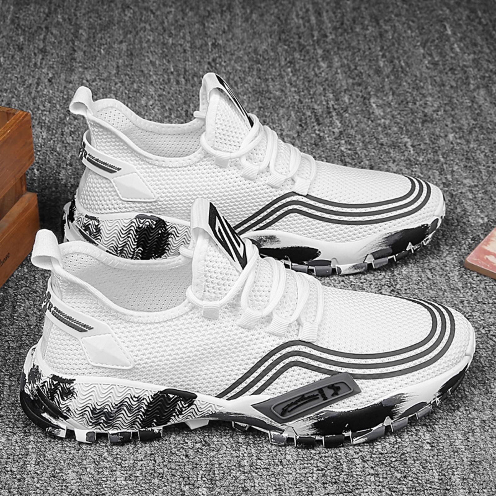 V213-SNK001-A-G-WHT41-hqjNzdE-00_1 Men's Athletic Running Tennis Shoes Outdoor Sports Jogging Sneakers Walking Gym (White US 8=EU 41) - Image 1