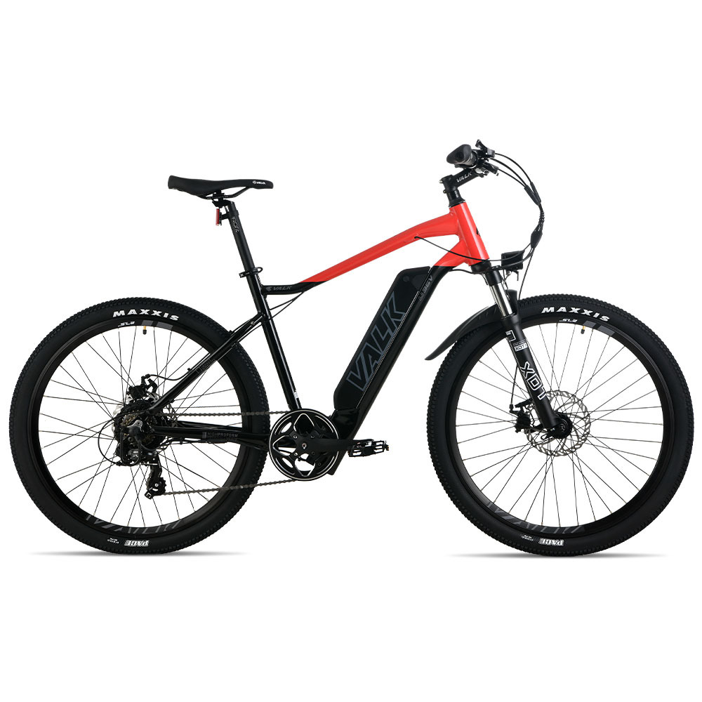 V219-BIKEMBVAM73A-225458-00 2023 Valk MX7 Electric Bike Medium frame Mountain ebike, Black and Red - Image 1