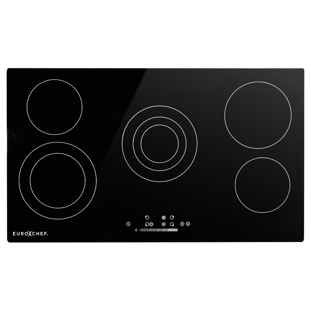 V219-COKCCTEC951A-202506241210-00 EuroChef 90cm 5 Zone Ceramic Cooktop, 8900W Electric, FlexiZone Adjustable Size Hobs, Touch Controls - Image 1