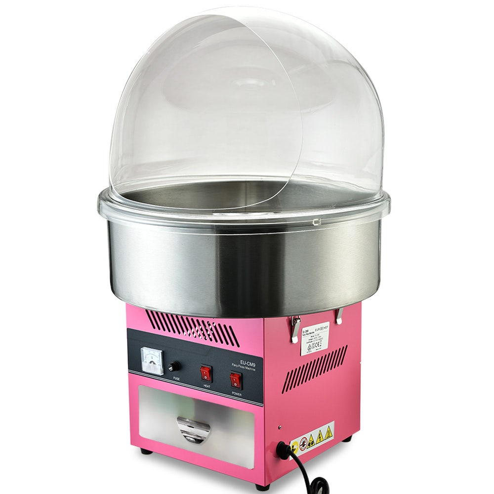 V219-ECFDFLCM9A-202503121339-00 EUROCHEF 1100W Commercial Fairy Floss Machine, Cotton Candy Maker with Bubble Cover - Image 1