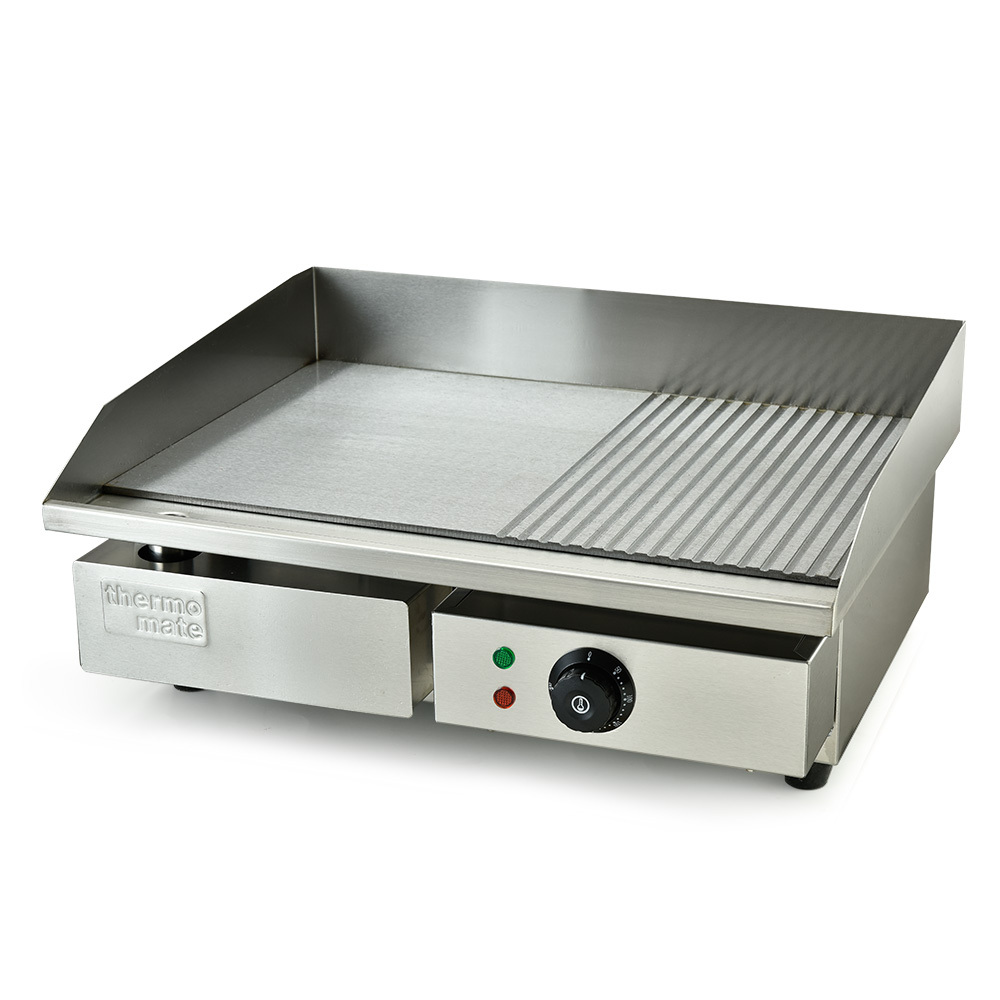 V219-FODCAPTHMAG04-73907-00 THERMOMATE Commercial Electric Griddle TH-G04, 2400W 55x35cm Half Ribbed Surface - Image 1