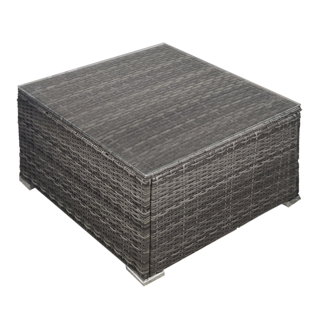 V219-FURODRLONACT4-74013-00 LONDON RATTAN Outdoor Wicker Coffee Table Patio Furniture 1 Piece, Grey - Image 1