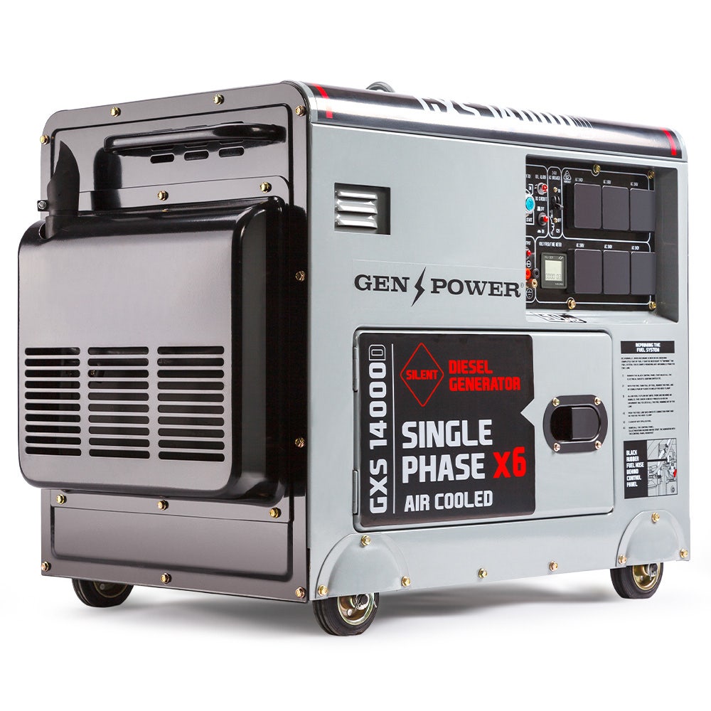 V219-GEN1DS1M4BGPR-74045-00 GENPOWER 8.4kW Peak 6kW Rated Commercial Diesel Generator, Electric Key Start, 6 x 15A, Single Phase - Image 1