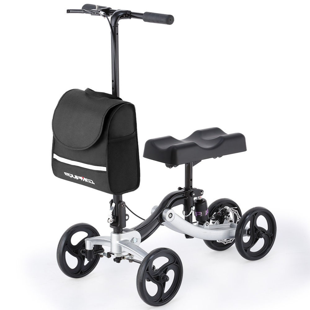 V219-HELKNSEQA3SB-202504071236-00 EQUIPMED Knee Scooter Walker, Disc Brake - Suspension Bag - Broken Leg Ankle Foot Mobility - Crutches Alternative - - Image 1