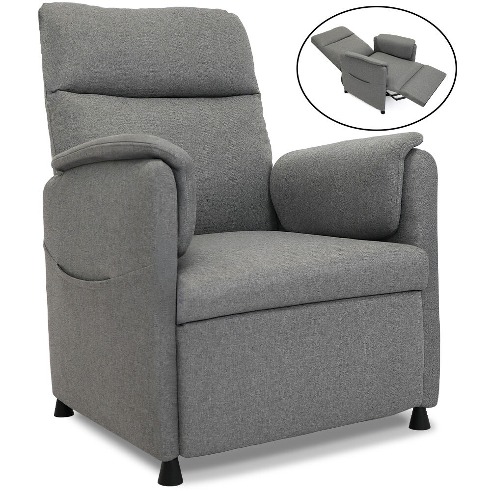 V219-HELMCRFO5GYA-202505231410-00 FORTIA Electric Armchair Recliner, Single Fabric Chair, Grey - Image 1