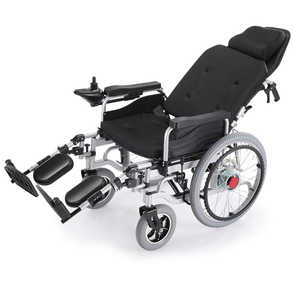 V219-HELWLCEQPKK5A-202505201205-00 EQUIPMED Power Electric Wheelchair, XL Wide Bariatric Chair Seat, Long Range, Airline Approved, Recline Adjustment, Lithium Battery, 22" Wheels, Headrest, Black - Image 1