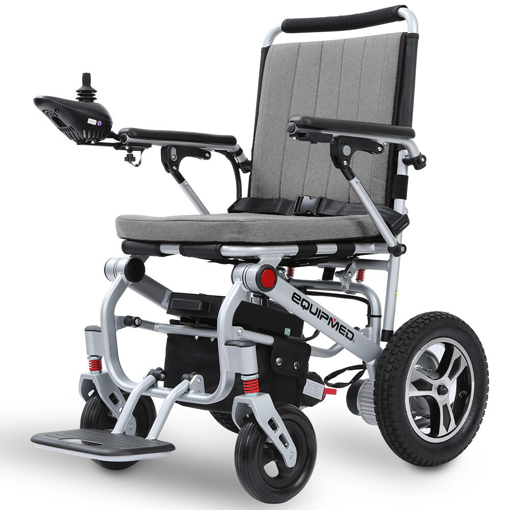 V219-HWCELEEQ15SA-225427-00 EQUIPMED Ultra-Light Power Wheelchair, Tight Turning, Airline Approved, Folding, ARTG Certified, Aluminium Frame, Lithium Battery, Grey - Image 1