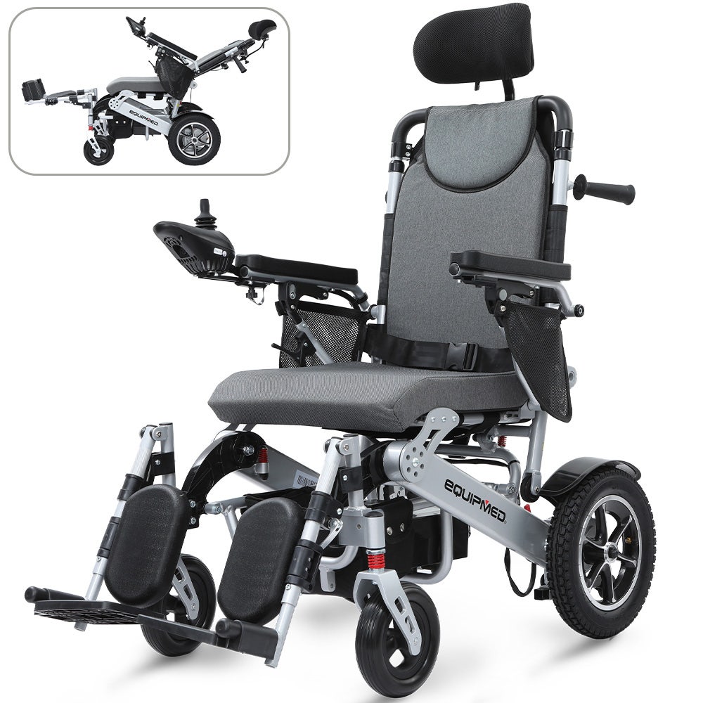 V219-HWCELEEQ16SA-202505211550-00 EQUIPMED Power Electric Wheelchair, Folding, Airline Approved, ARTG Certified, Recline Adjustment, Headrest, Aluminium Frame, Lithium Battery - Image 1