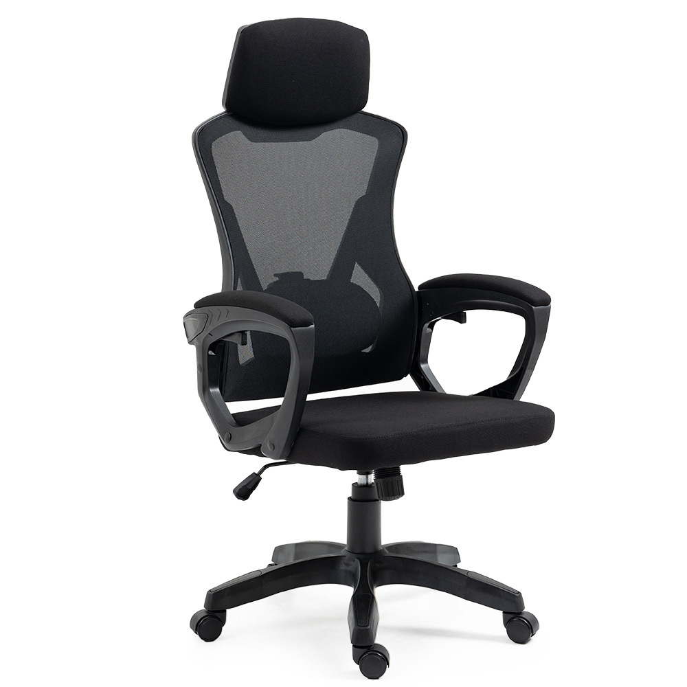 V219-OFFOCRFOE1KA-74188-00 FORTIA Ergonomic Office Desk Chair, Height Adjustable Lumbar Support, Mesh Fabric, Headrest, Black - Image 1