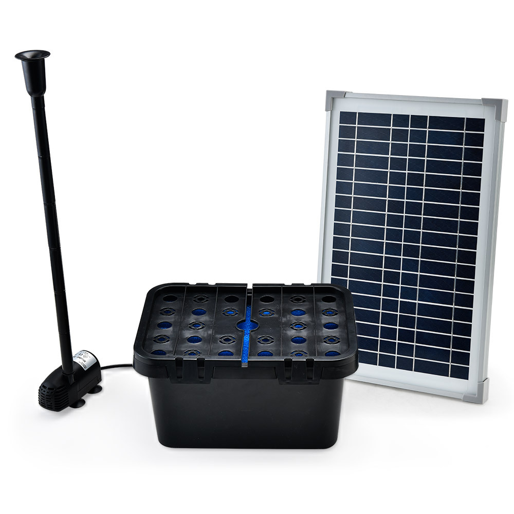 V219-PMPFPKPROAF30-74260-00 PROTEGE 20W Solar Fountain Pump Garden Water Pool Pond Kit with Eco Filter Box - Image 1