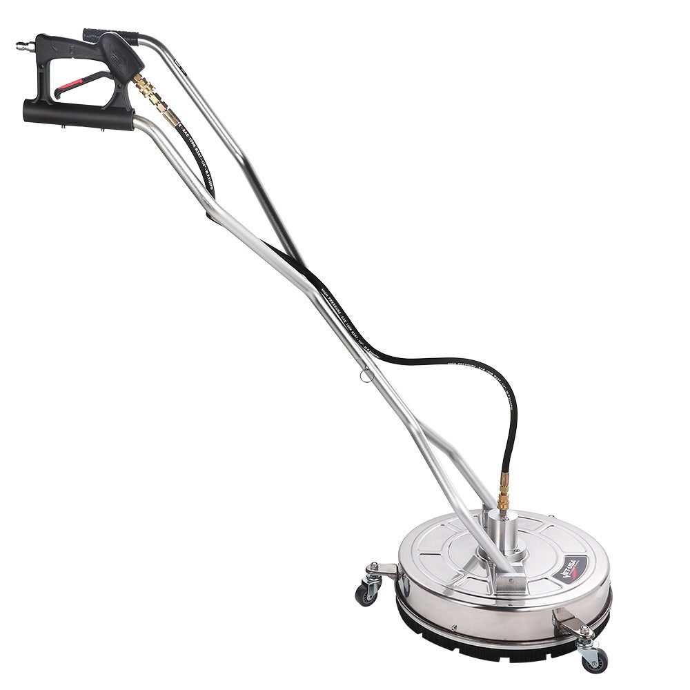 V219-PRWCLNJT21SA-74284-00 Jet-USA 21" Stainless Steel Pressure Washer Surface Cleaner with Yoke Handlebar, 3/8" Fitting, For Concrete Driveway Patio Floor - Image 1