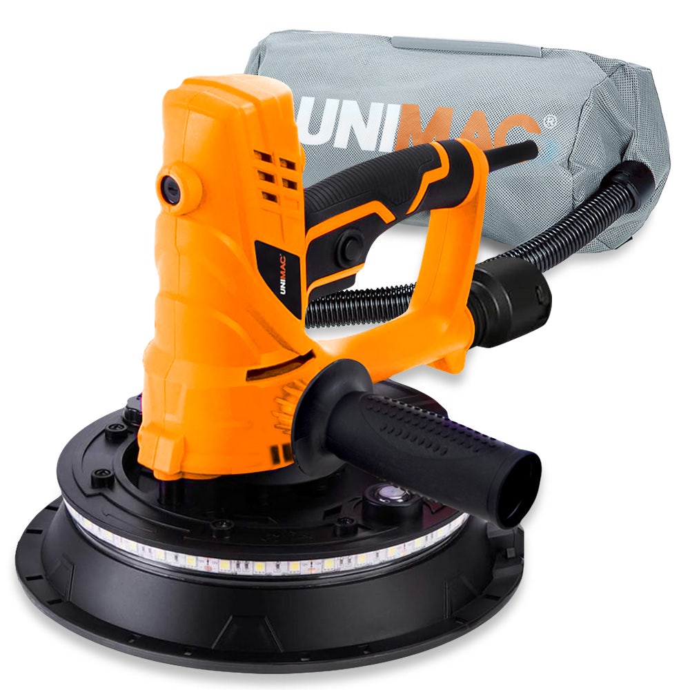 V219-SNDDRYUMHA6A-202507211809-00 UNIMAC 180mm 850W Handheld Drywall Sander, Electric Dry Wall Sanding Machine, with Automatic Vacuum System, LED Worklight, 6x Sanding Discs - Image 1