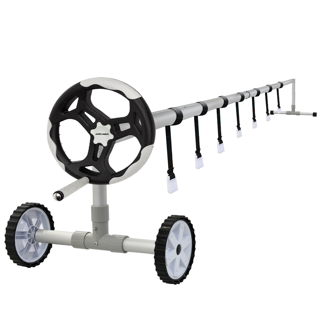 V219-SWPRELAURA7AG-SWPRELAURA7AG-00 AURELAQUA Swimming Pool Roller Cover Reel Adjustable Solar Wheels Thermal 5.7m - Image 1