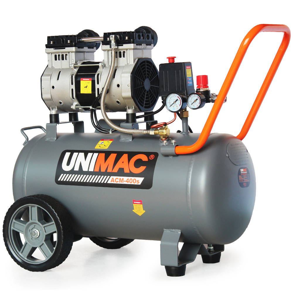 V219-TOLACMUM4C0FA-74348-00 UNIMAC 40L 2.0HP Silent Oil-Free Electric Air Compressor, Portable, Twin Nitto Outlets - Image 1