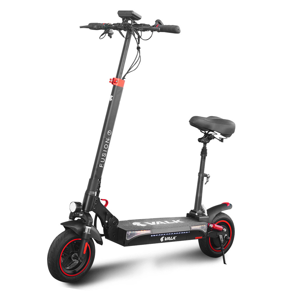 V219-TRNESCVAF7SA-202502241111-00 VALK Fusion 7 Electric Scooter with Seat option 800W 48V 13Ah Lithium 50km Range Quad Shocks 10 inch Tyres - Image 1