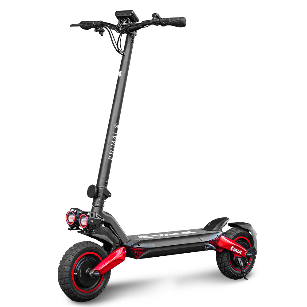 V219-TRNESCVAP9RA-202502241111-00 VALK Primal 9 Dual Motor 1600W Extreme Hill Climbing Electric e-Scooter, Black/Red - Image 1