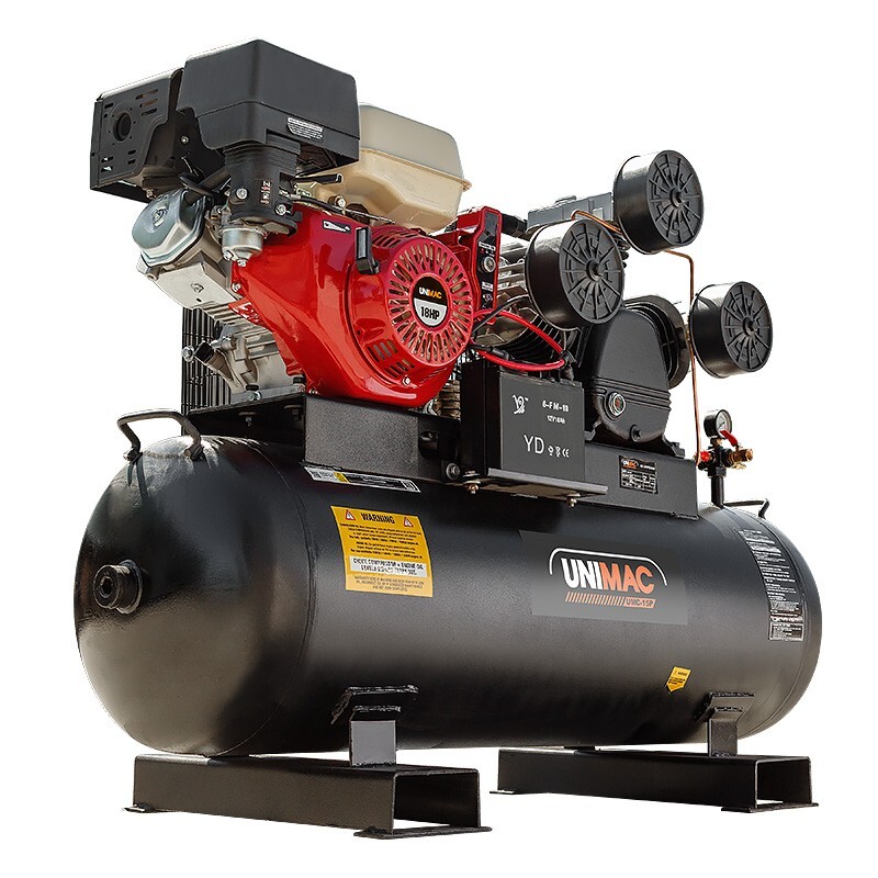V219-UMACTL06A-74440-00 UNIMAC 18HP Industrial Petrol Air Compressor 115PSI 150L Tank with Electric Key Start - Image 1